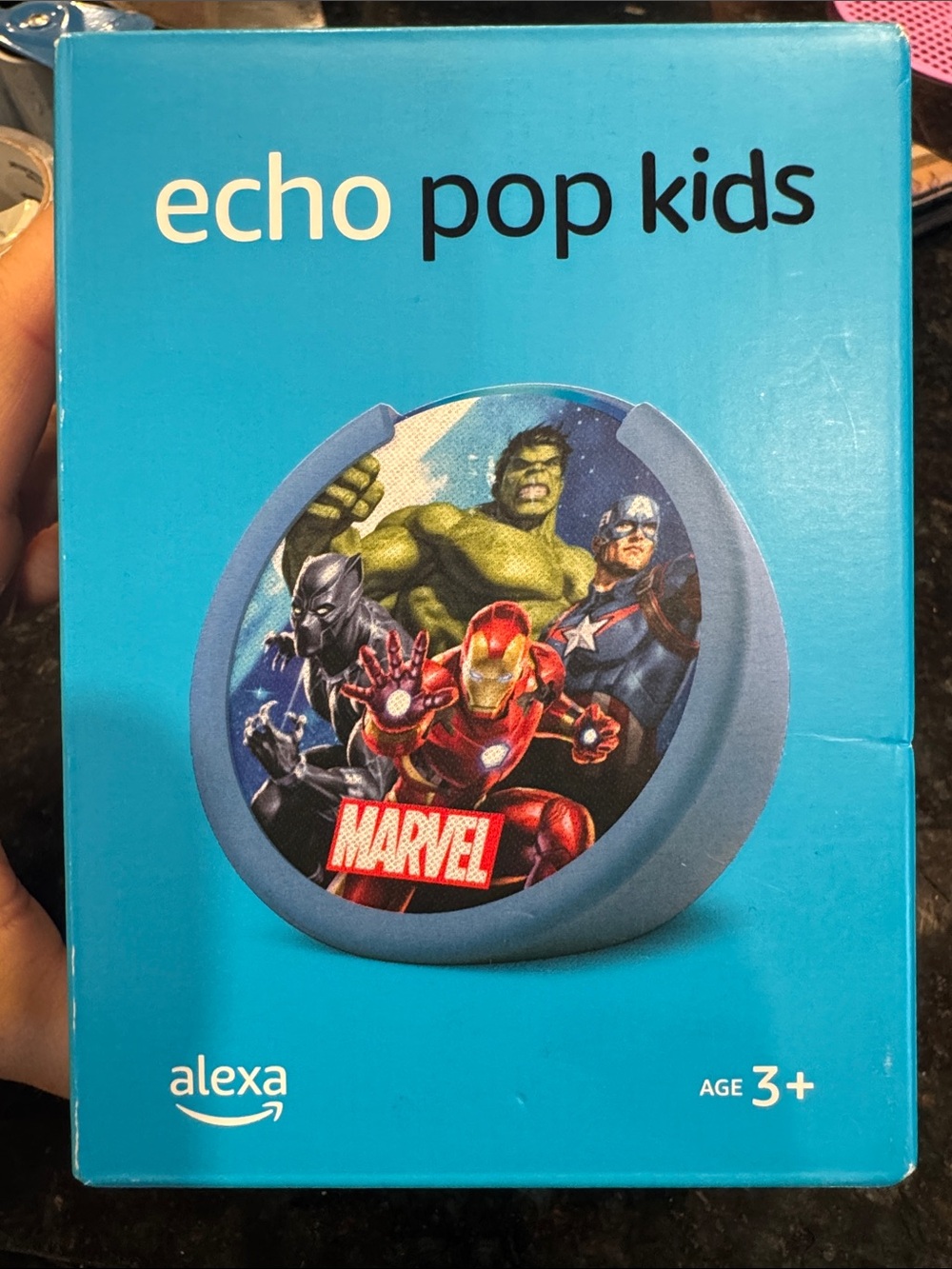 Echo Pop Kids Night Light - Blue with Marvel Superhero Art